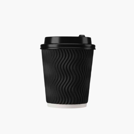 Ripple Wall Paper Coffee Cup (Black) (Include Lid)